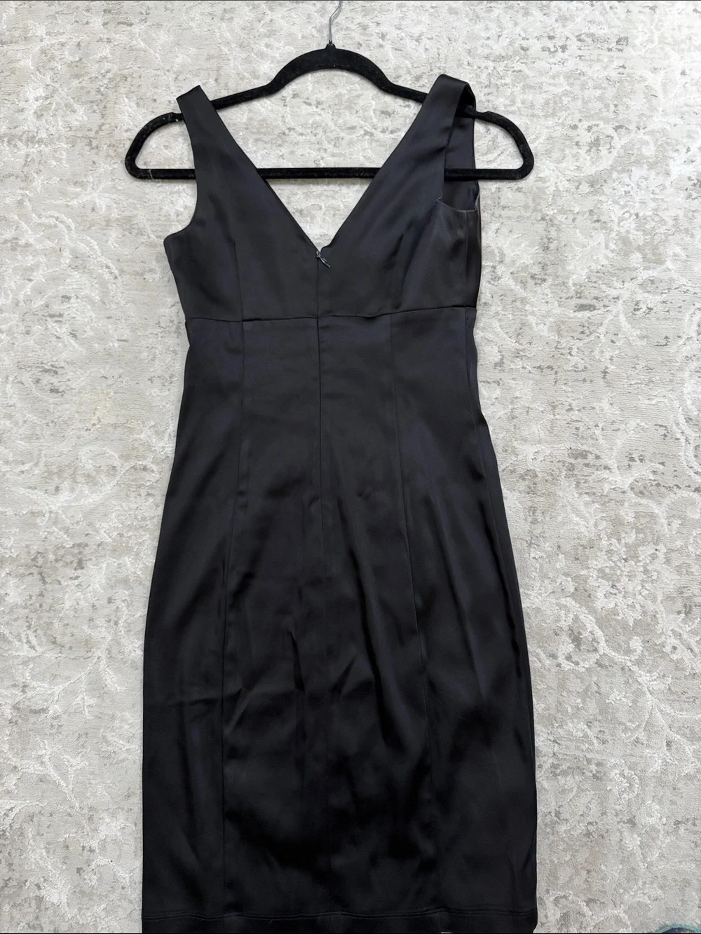 Calvin Klein Black Sleeveless V-Neck short fitted Dress with Front Bow Detail